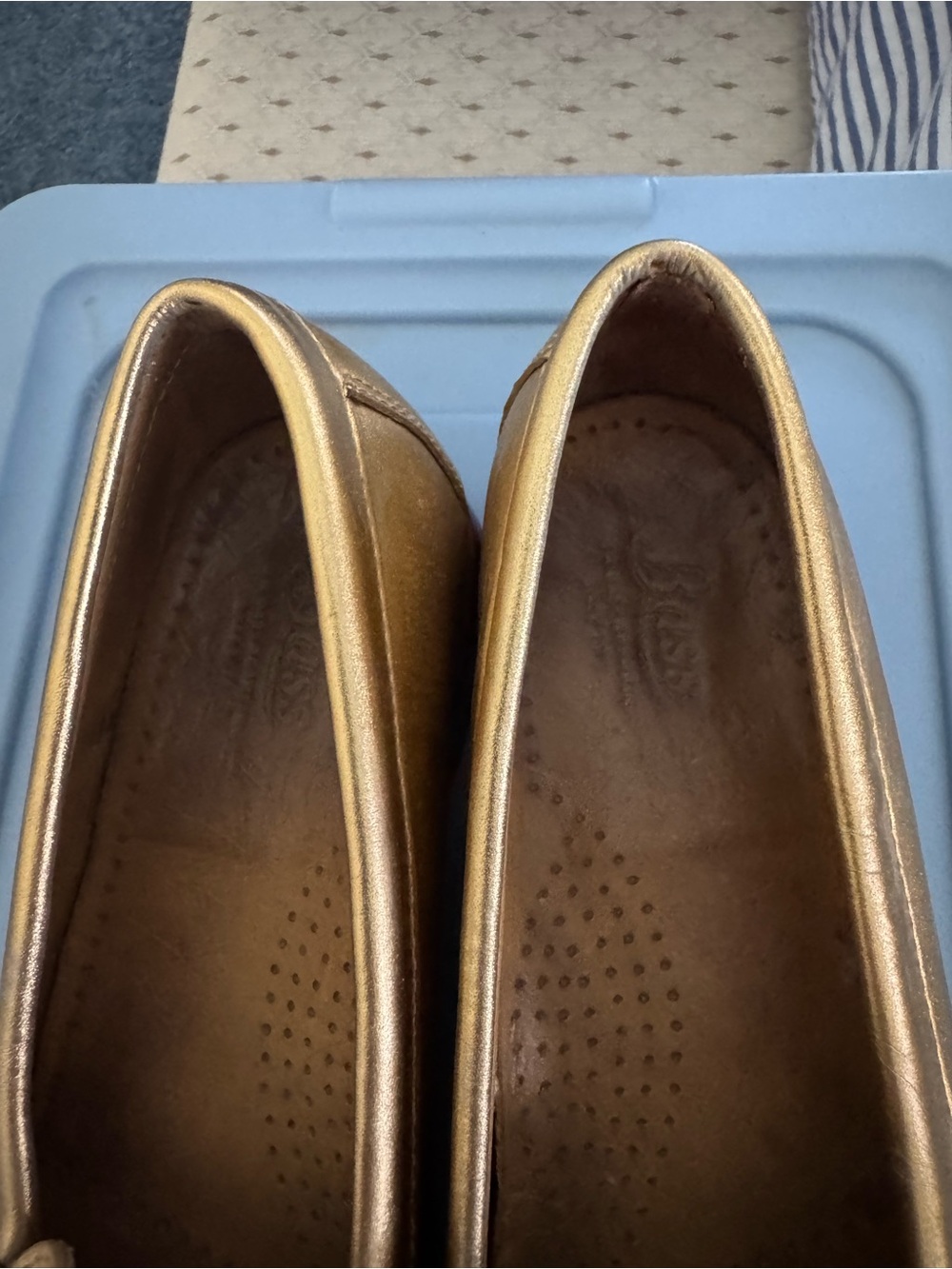 Bass Women's Metallic Gold Penny Loafers - Picture 7 of 7